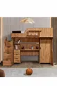 Lit superposé, litera avec armoire et bureau, noyer foncé, 1 matelas Comfort