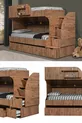 Bunk Bed, Aura Bunk Bed with Small Bed - Dark Walnut