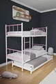 Letto a castello Tekno con cassetti, compatibile per 3 persone, colore rosa chiaro, in metallo