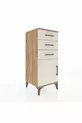 Commode Hyperion avec une étagère, 3 tiroirs et une porte, en pin et travertin