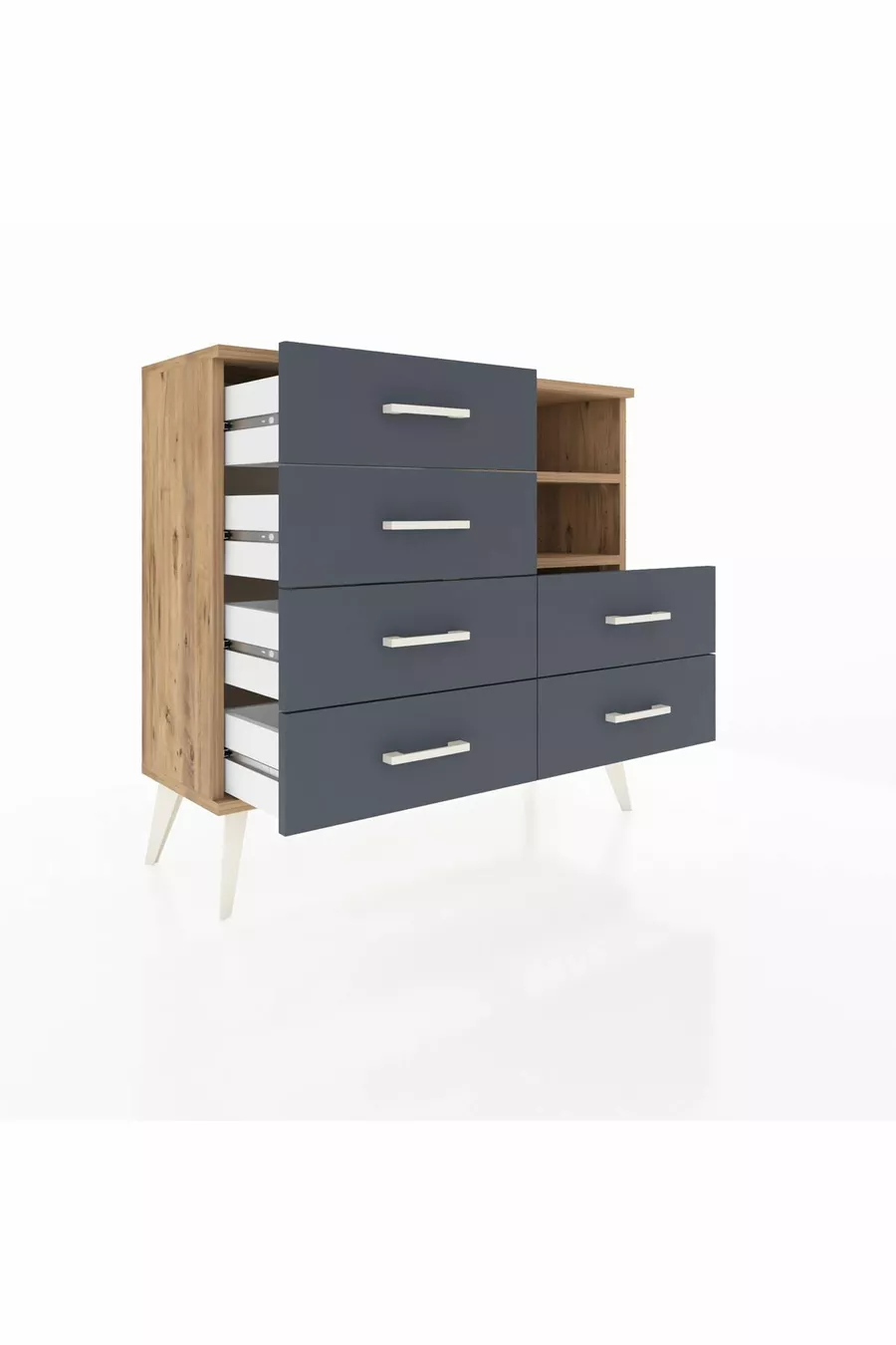 Arges Ladekast 2 Planken 6 Lades Den/Hout-Antraciet