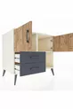 Commode Kronos avec 2 étagères, 2 tiroirs et 2 portes, Pierre de Lune-Pin/Anthracite