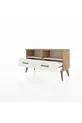 Commode Arges 2 étagères 2 tiroirs Pin-Pierre de lave