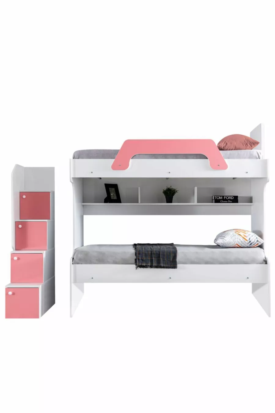 Stapelbed, Inci 2-persoons Stapelbed - Roze 2 Comfort Matrassen