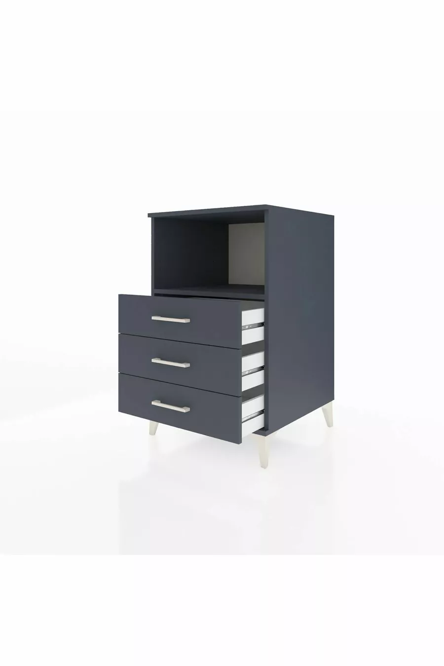 Comodino Kronos con Singolo Ripiano e 3 Cassetti Antracite-Antracite