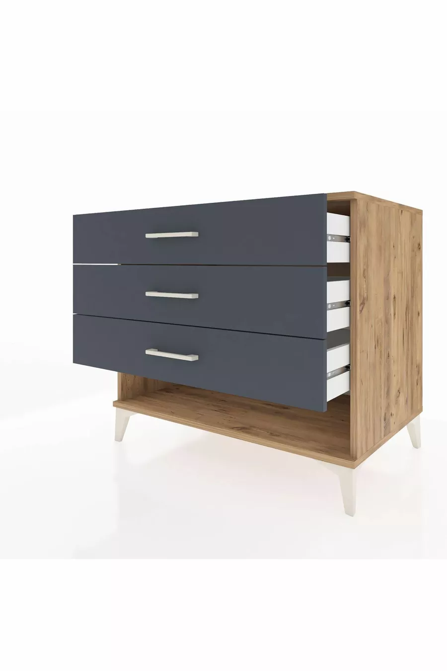 Commode Kronos à 3 tiroirs Pin-Anthracite