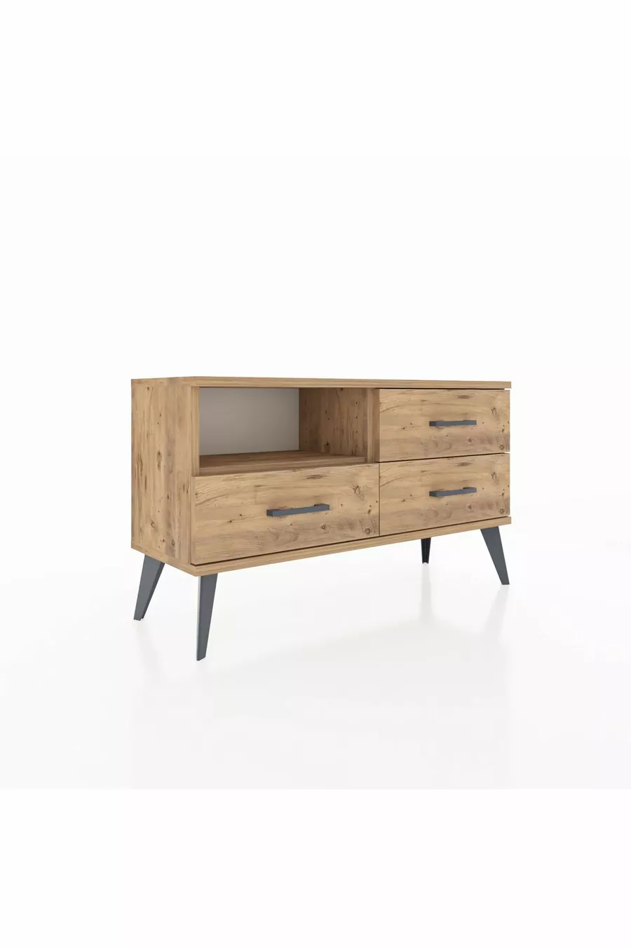 Commode Arges à un seul étagère et 3 tiroirs en pin