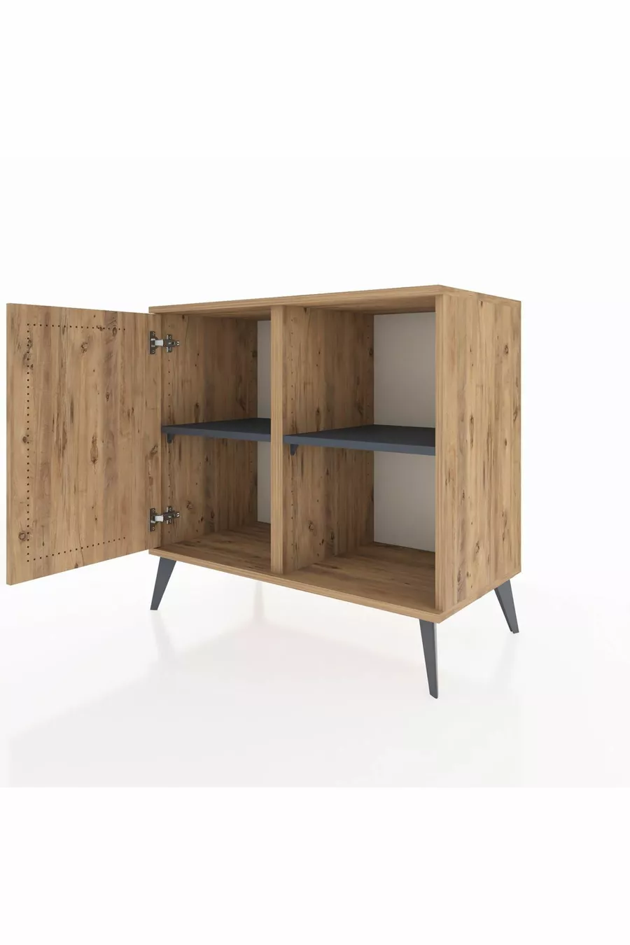 Commode Hyperion avec 2 étagères et une porte en pin-pin/anthracite