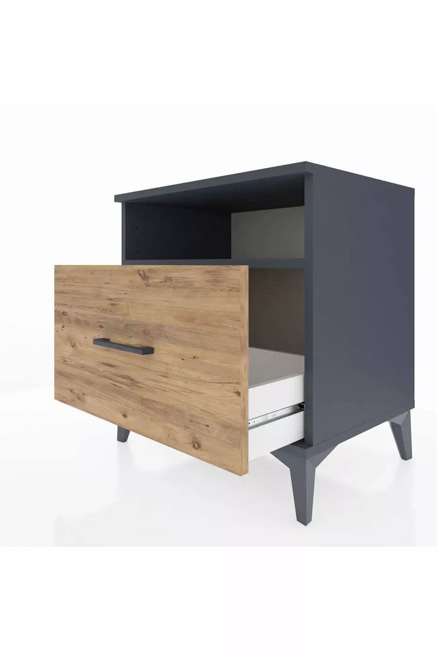 Commode Hyperion à une étagère et un tiroir Anthracite-Cèdre