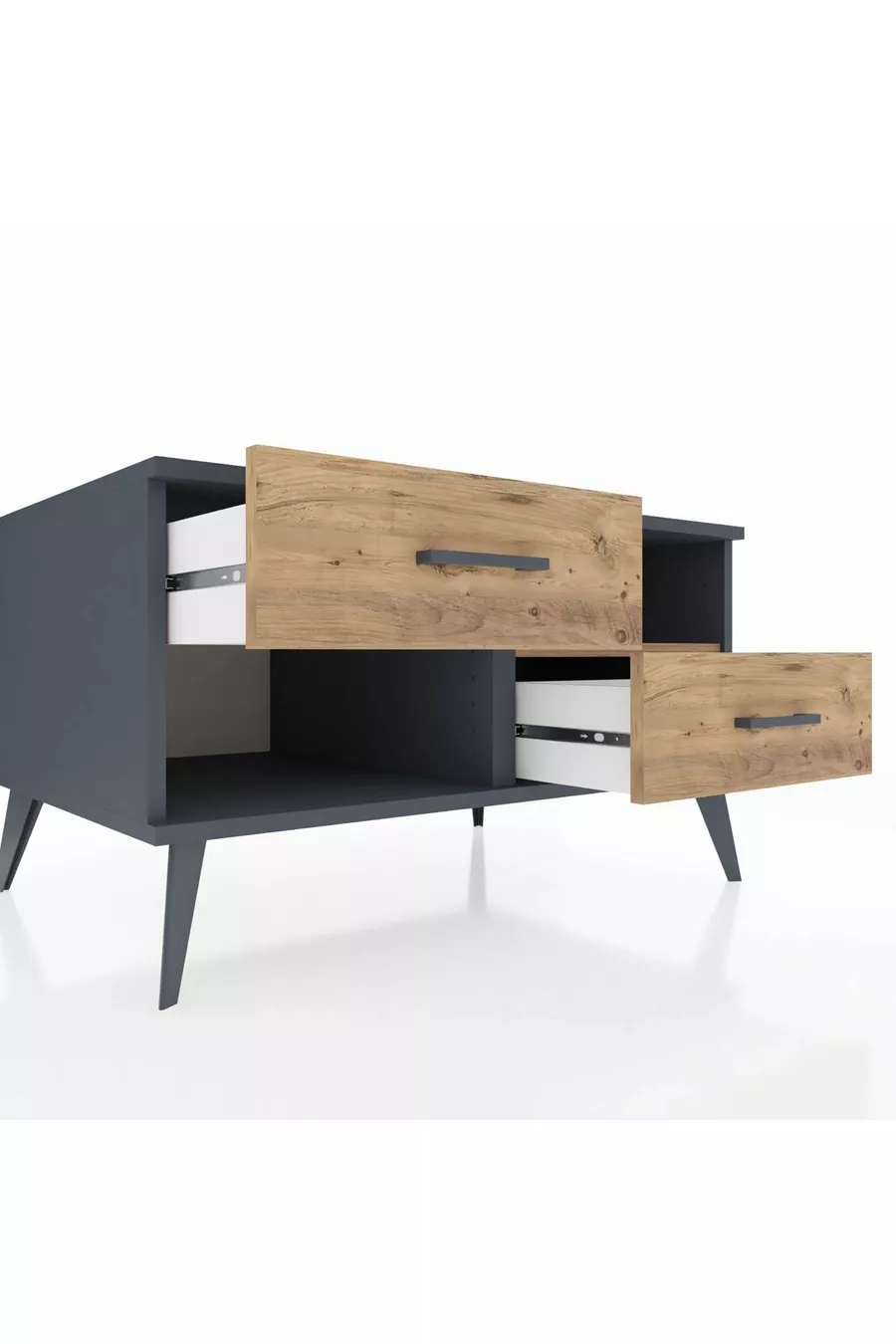 Kronos Kommode mit einem Regal und 2 Schubladen Anthrazit-Kiefer