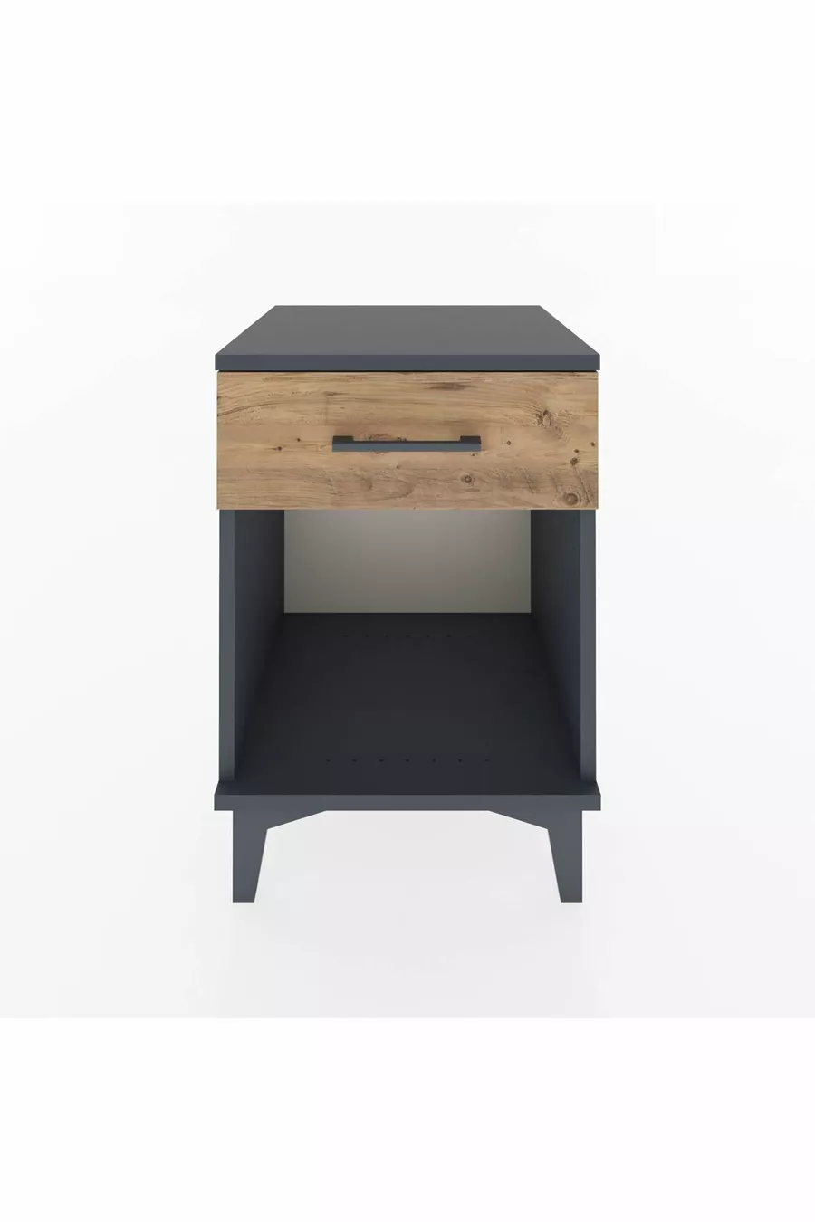 Table de chevet Hyperion à un tiroir Anthracite-pin