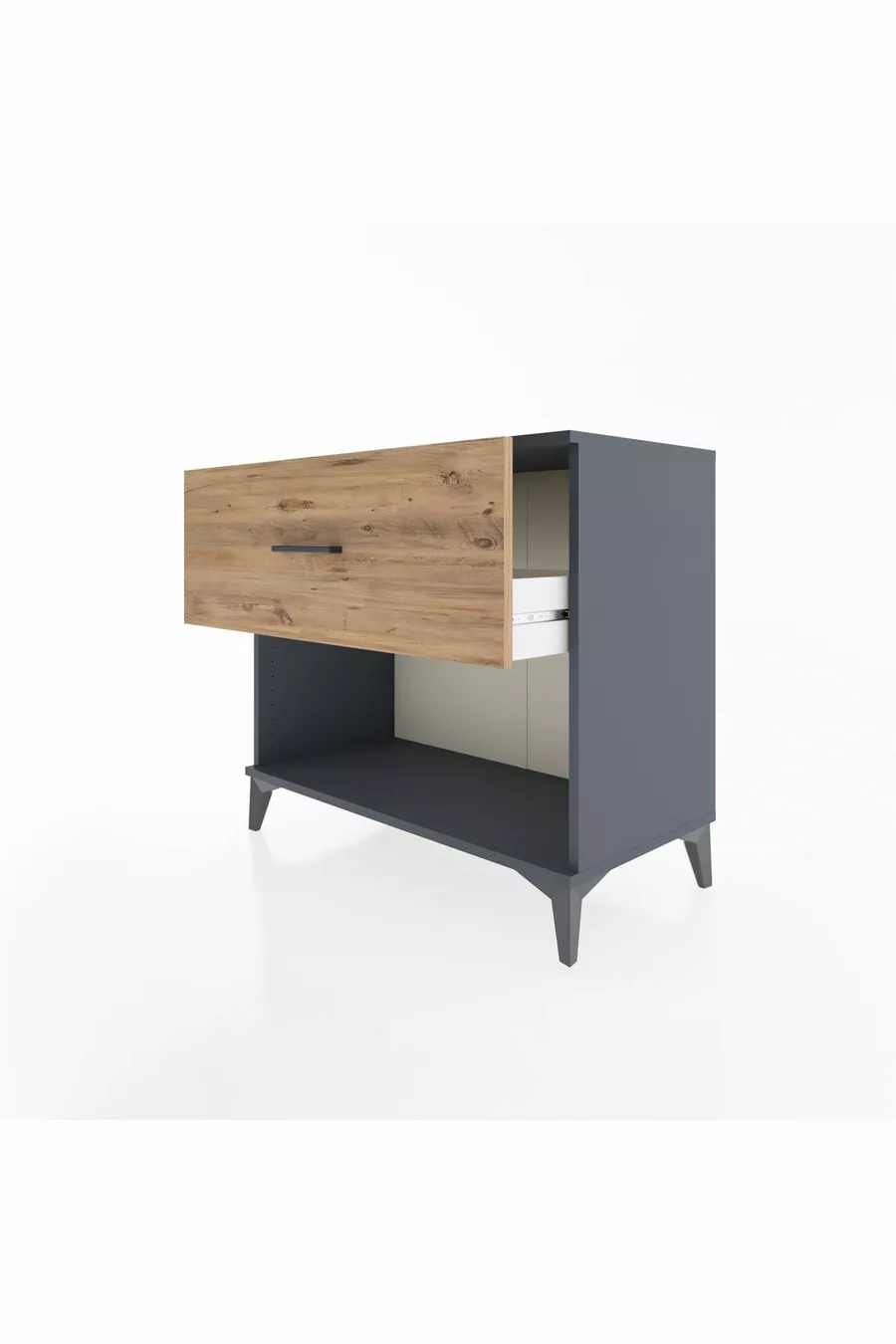 Commode Hyperion à un tiroir Anthracite-Pin