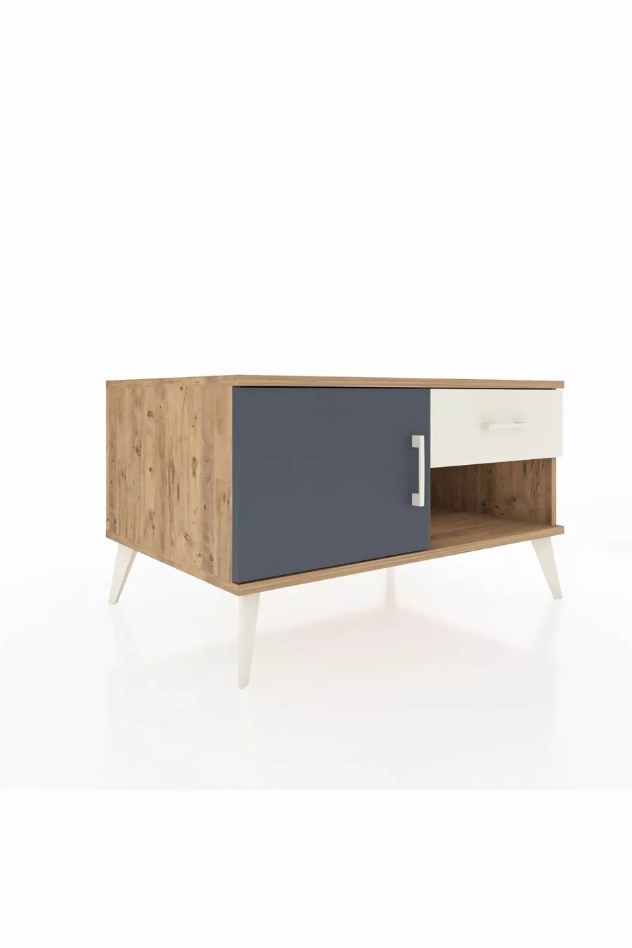 Commode Kronos avec une étagère, un tiroir et une porte, pin-anthracite/pierre de lune