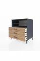 Commode Kronos à 2 étagères et 3 tiroirs Anthracite-Pin