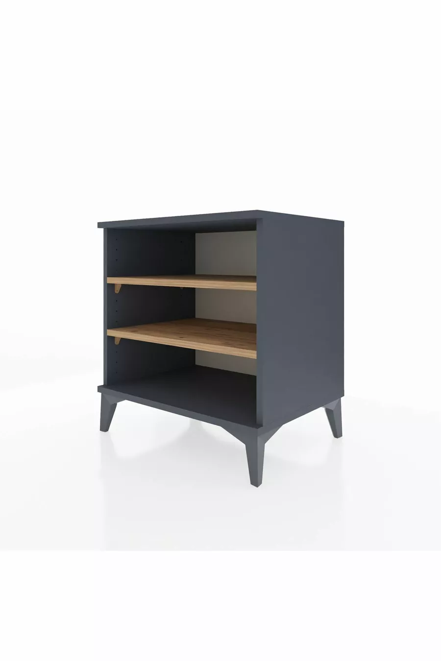 Hyperion Bedside Table 2-Shelf Anthracite-Pine