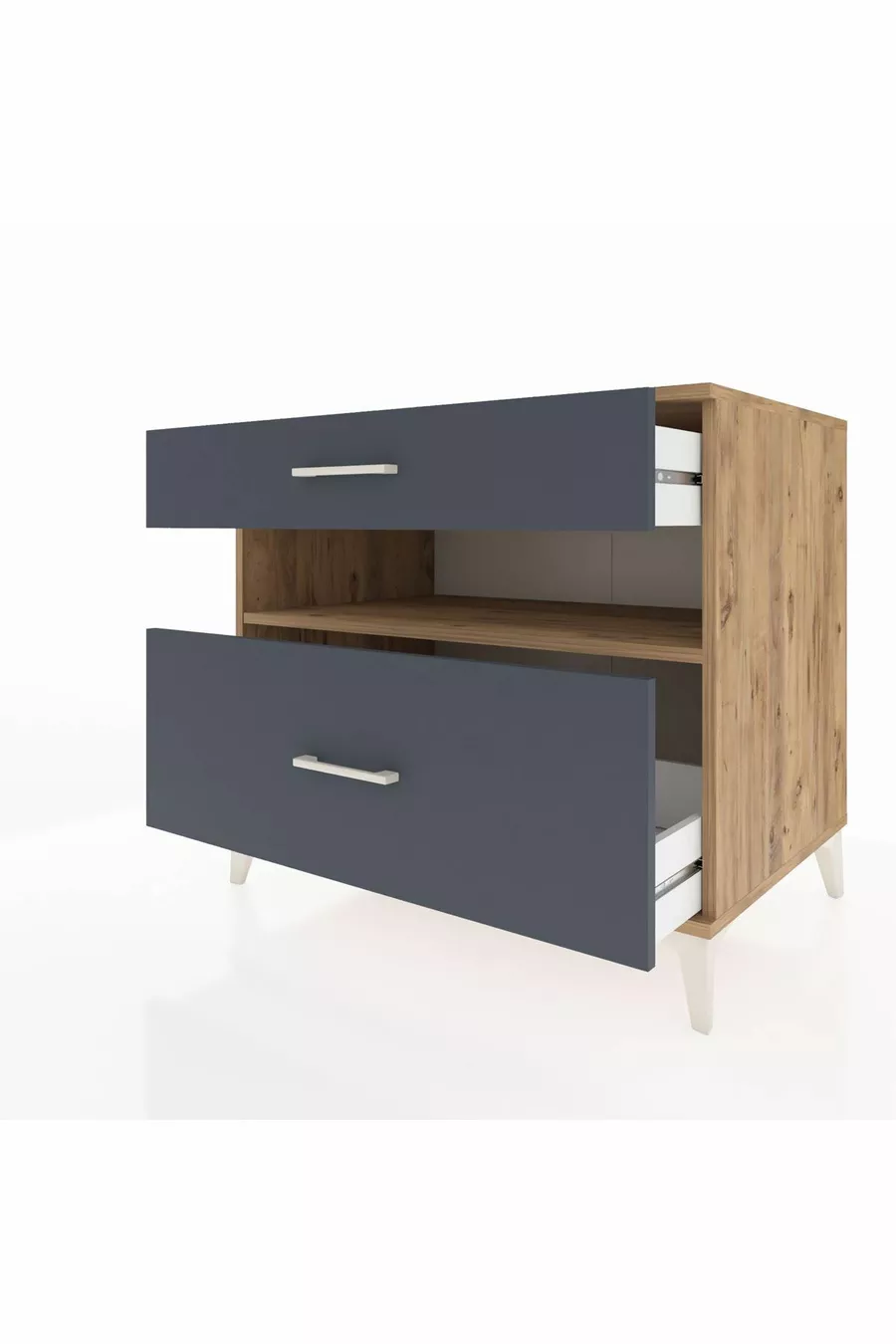 Kronos Dresser Single Shelf 2 Drawers Pine-Anthracite