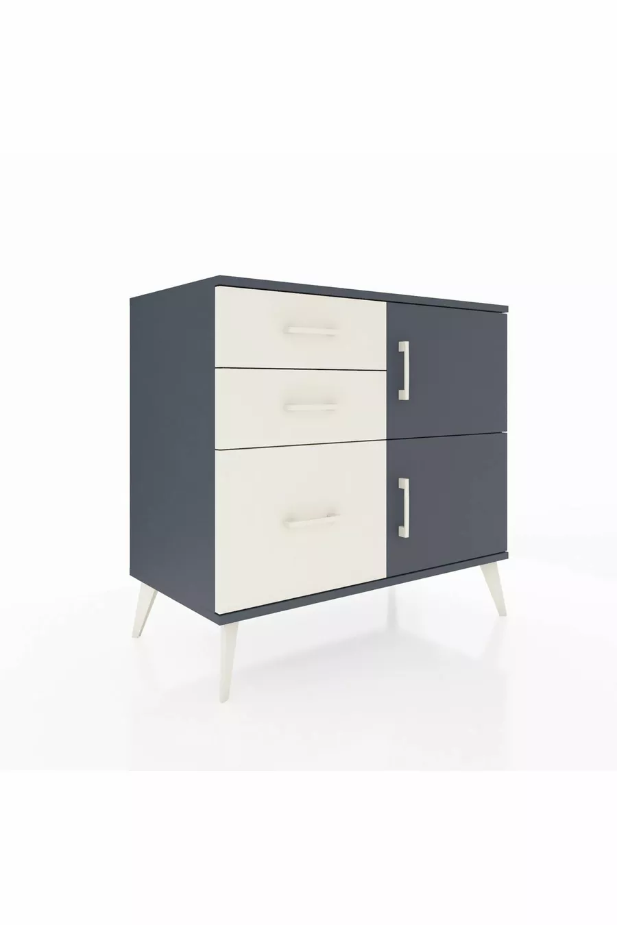 Hyperion Dresser Single Shelf 3 Drawers 2 Doors Anthracite-Anthracite/Snowy White