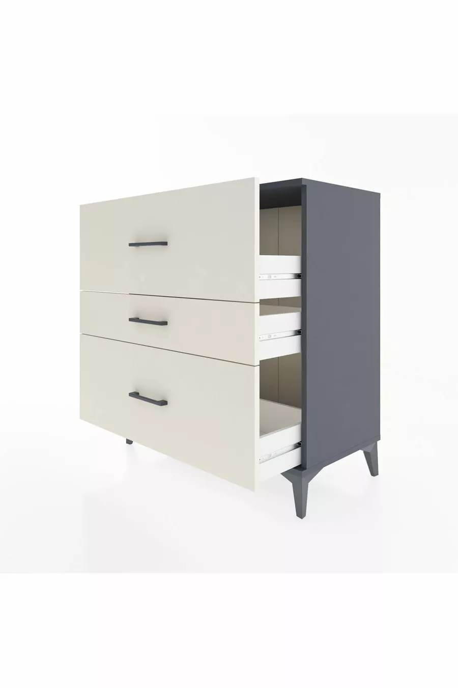 Commode Hyperion 3 tiroirs Anthracite-Pierres de lune