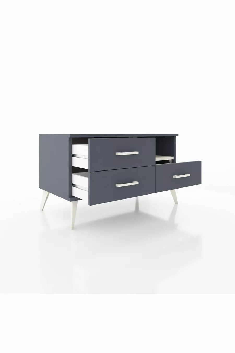 Commode Hyperion à une étagère et 3 tiroirs Anthracite-Sable/Mer de pierre/Anthracite