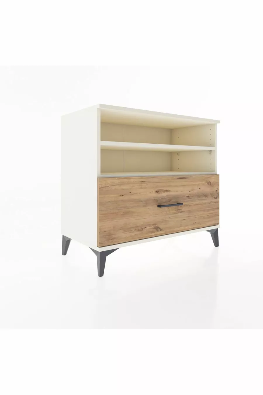 Commode Hyperion 2 étagères 1 tiroir Pierre de lune-Épicéa
