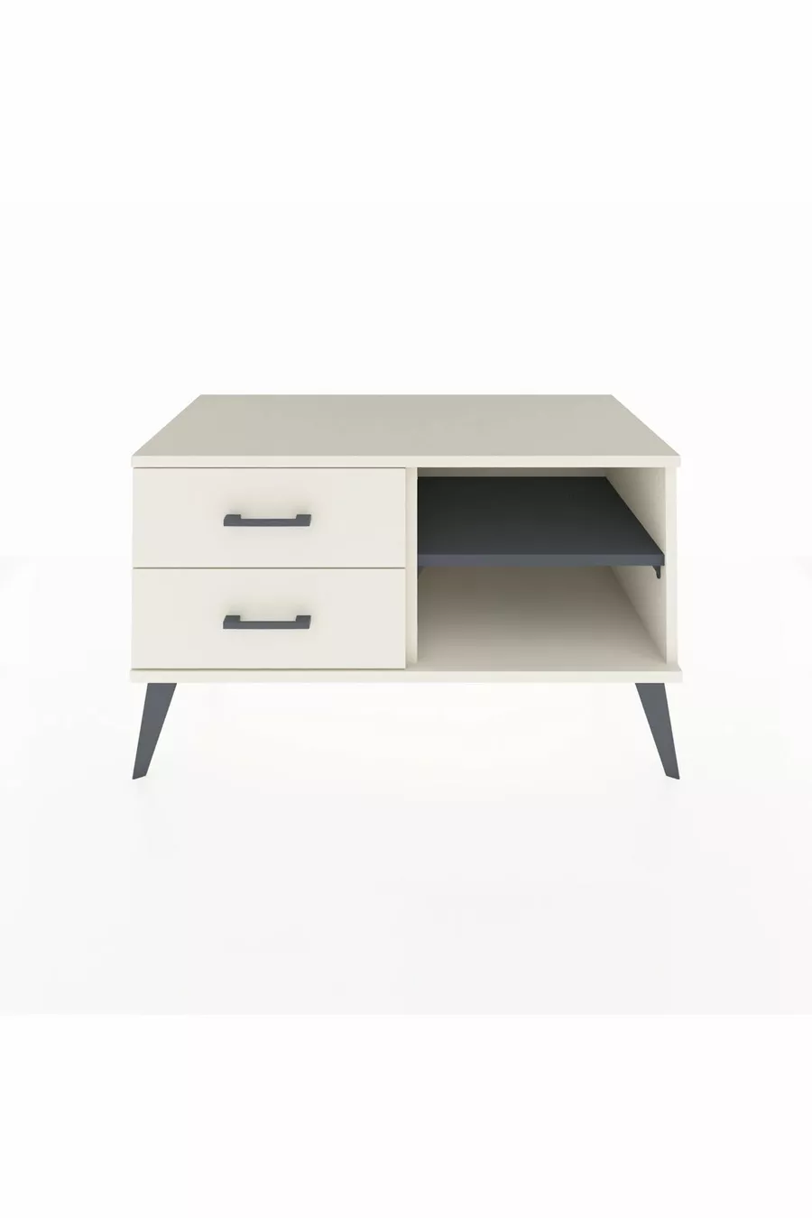 Commode Hyperion à une étagère et 2 tiroirs, quartz-ardoise / quartz