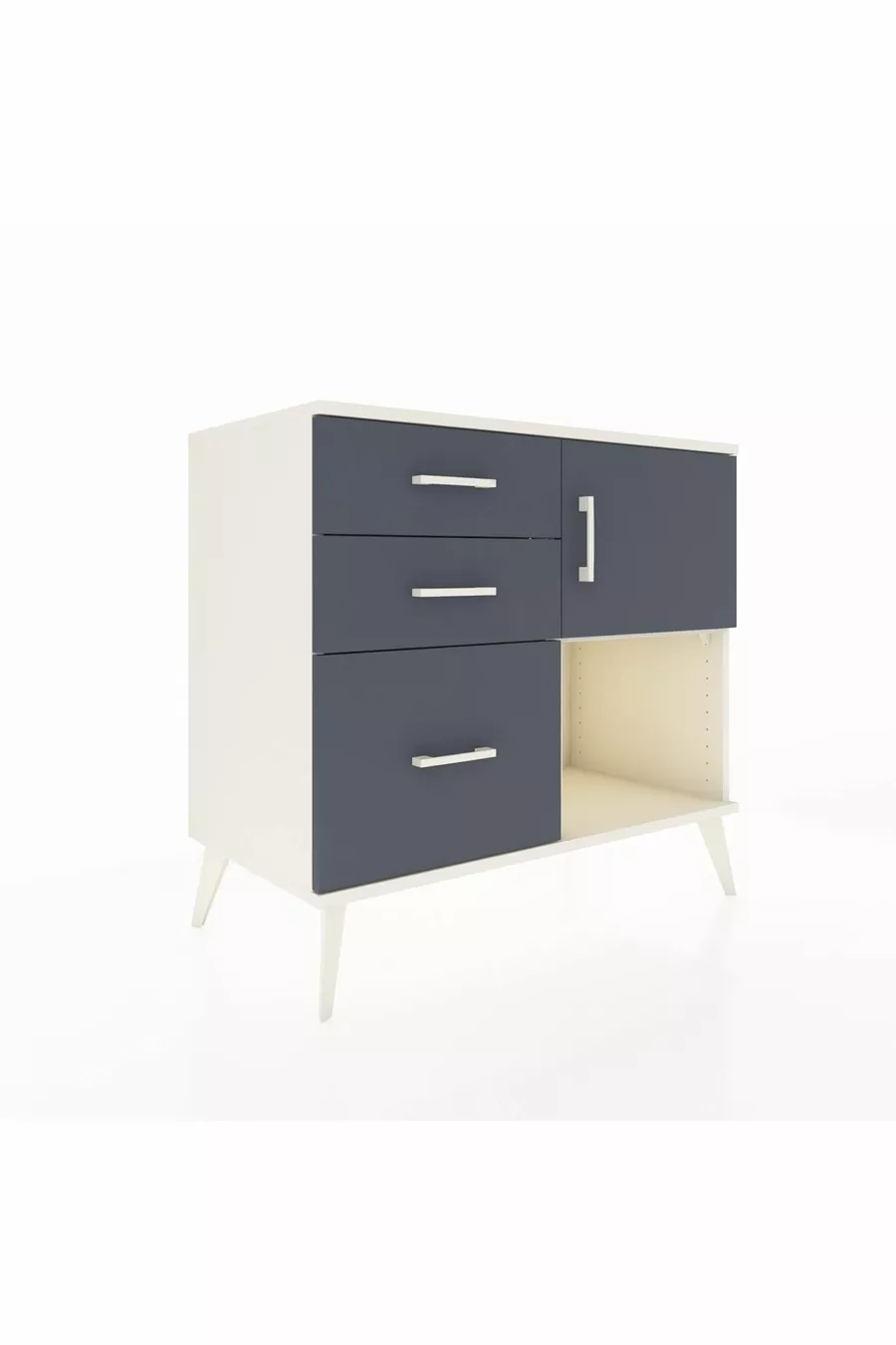 Commode Hyperion à une étagère, 3 tiroirs, 1 porte, Pierre de Lune-Anthracite