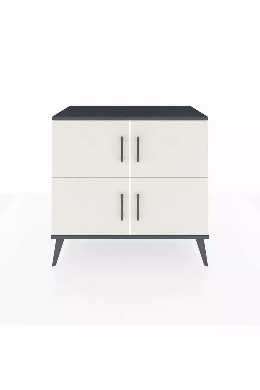 Commode Hyperion 2 étagères 4 portes Anthracite-Pierre de lave