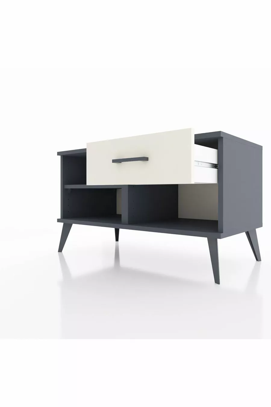 Hyperion Dressoir Enkel Plank Enkel Lade Antraciet-Antraciet/Marmer