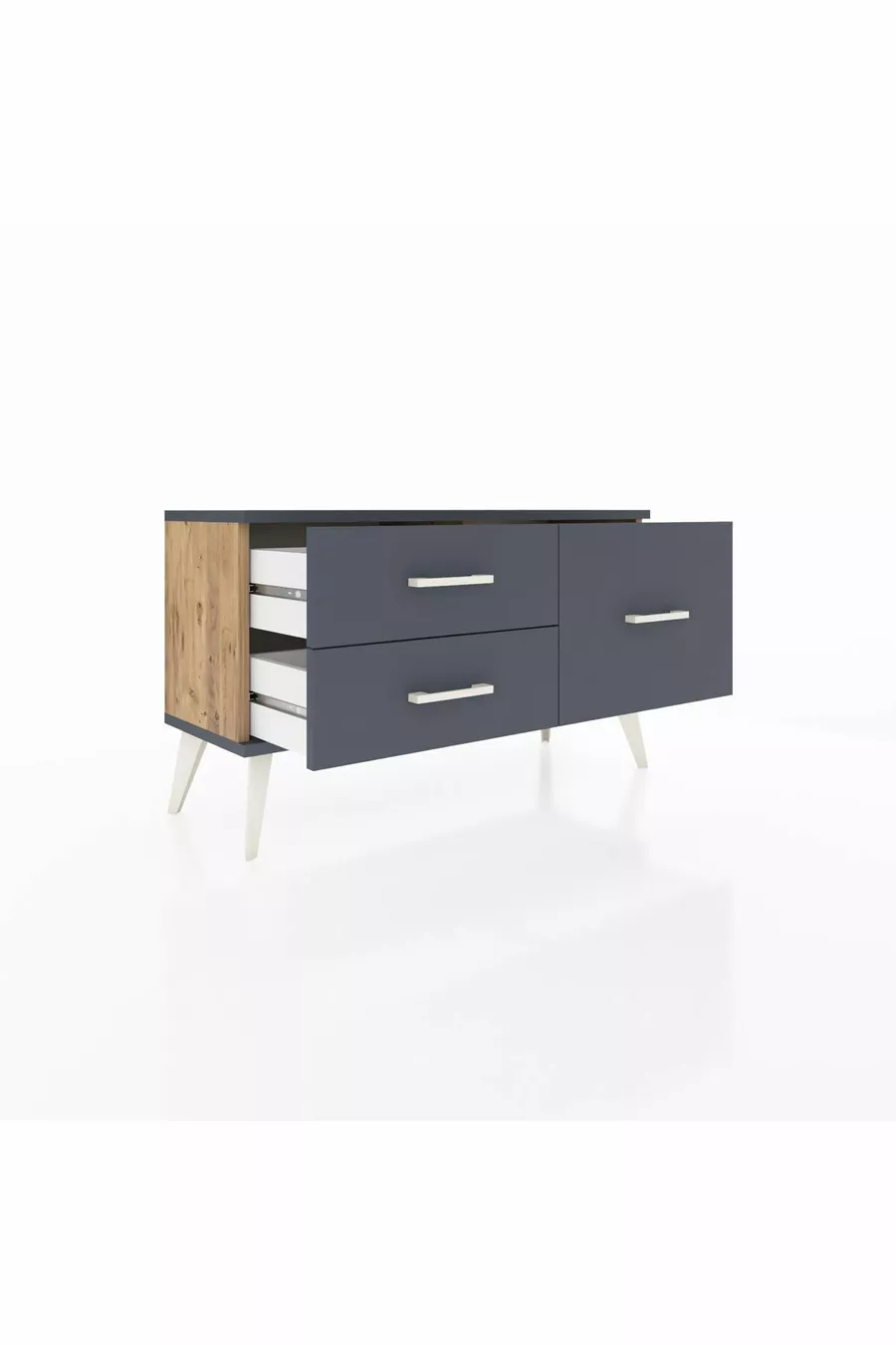 Commode Arges 3 étagères Pin-Anthracite