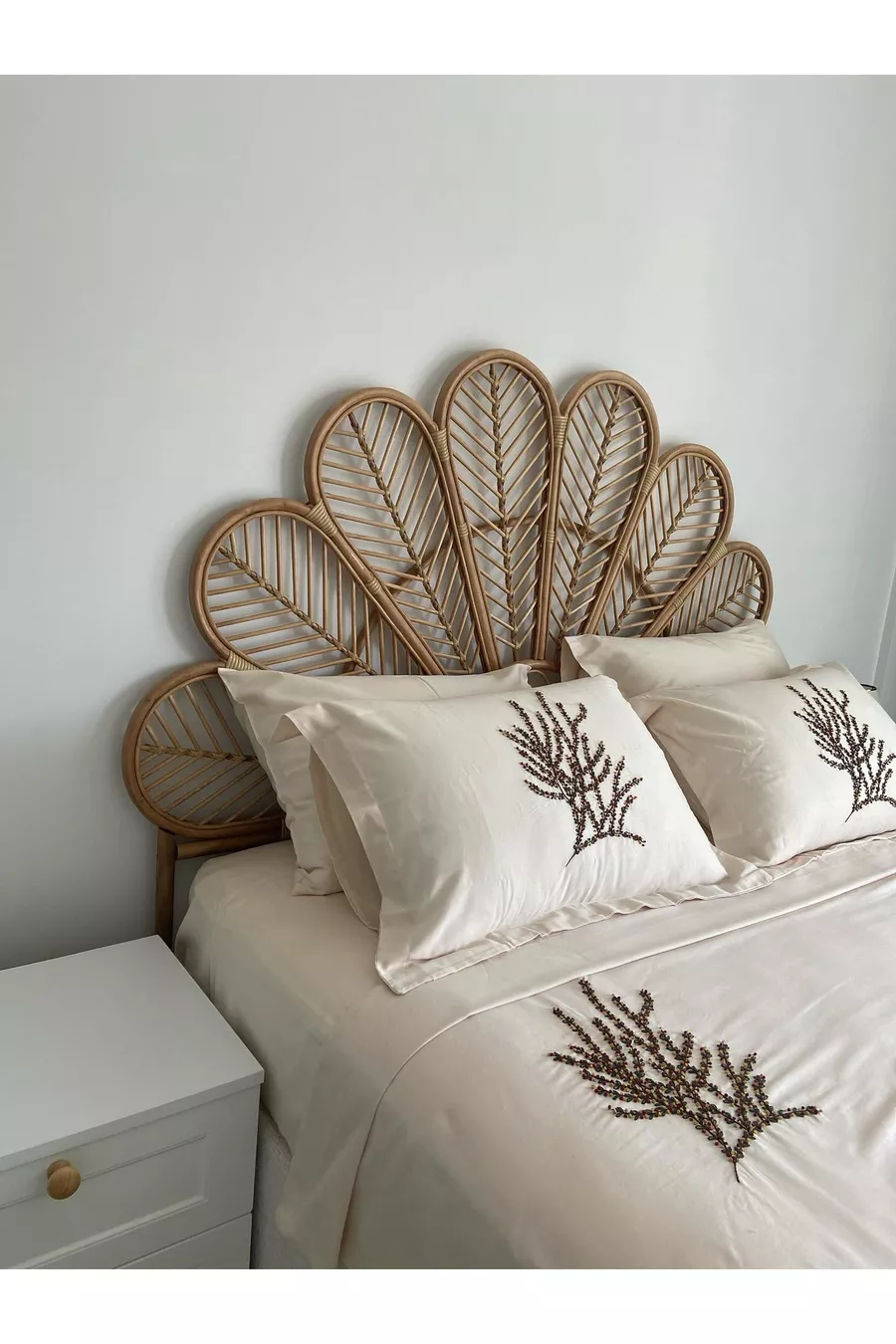 Tête de lit en rotin bambou tressé Fait main Double Couleur noyer cm