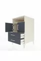 Kronos Table de Chevet avec 2 Étagères, 2 Tiroirs et 2 Portes, Albâtre-Anthracite