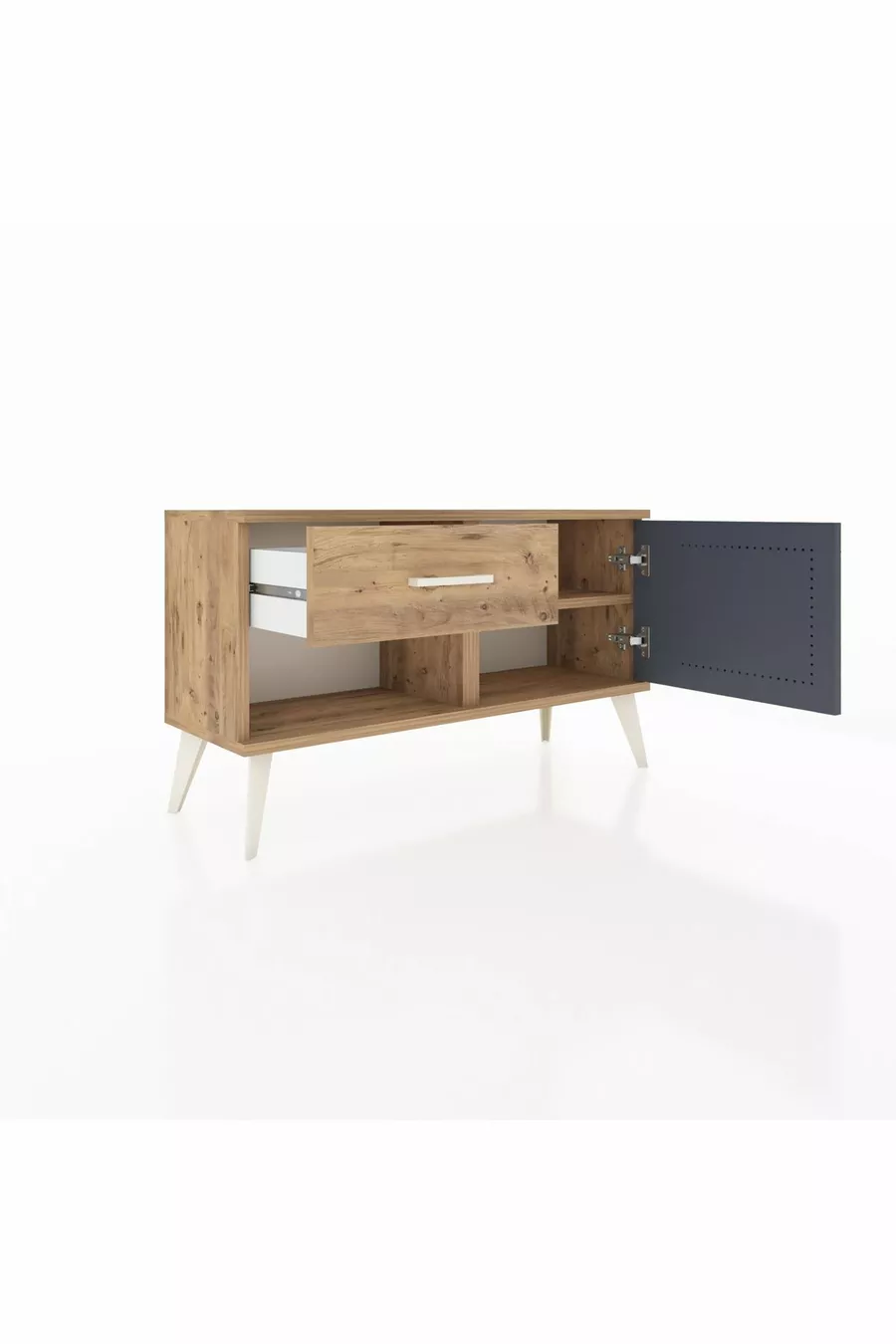 Arges Dressoir Met Eén Plank, Eén Lade En Eén Deur, Den/Merbau-Antraciet