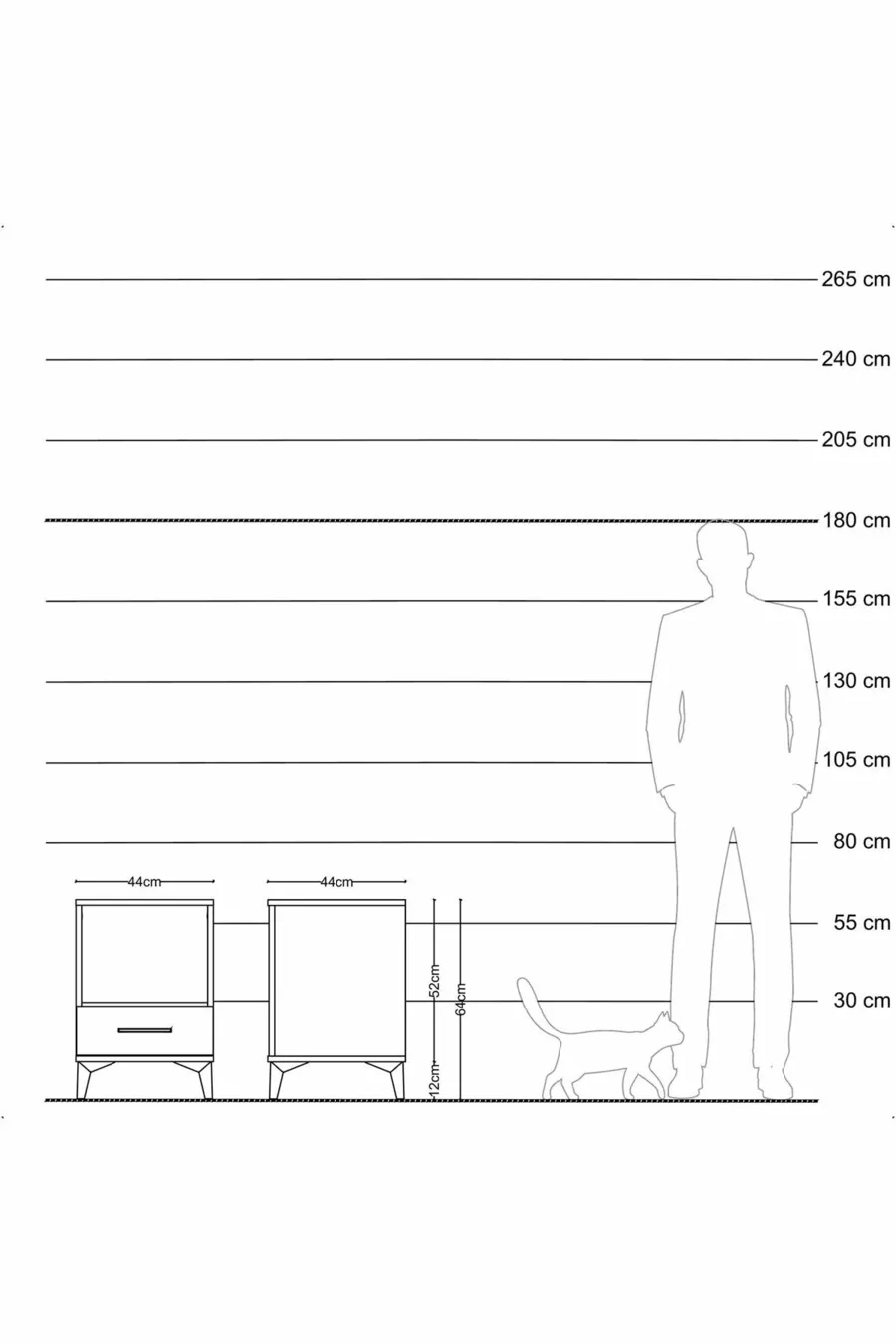 Commode Hyperion à une étagère et un tiroir Pin-Pin