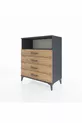 Commode Hyperion à une étagère et 4 tiroirs Anthracite-Pin
