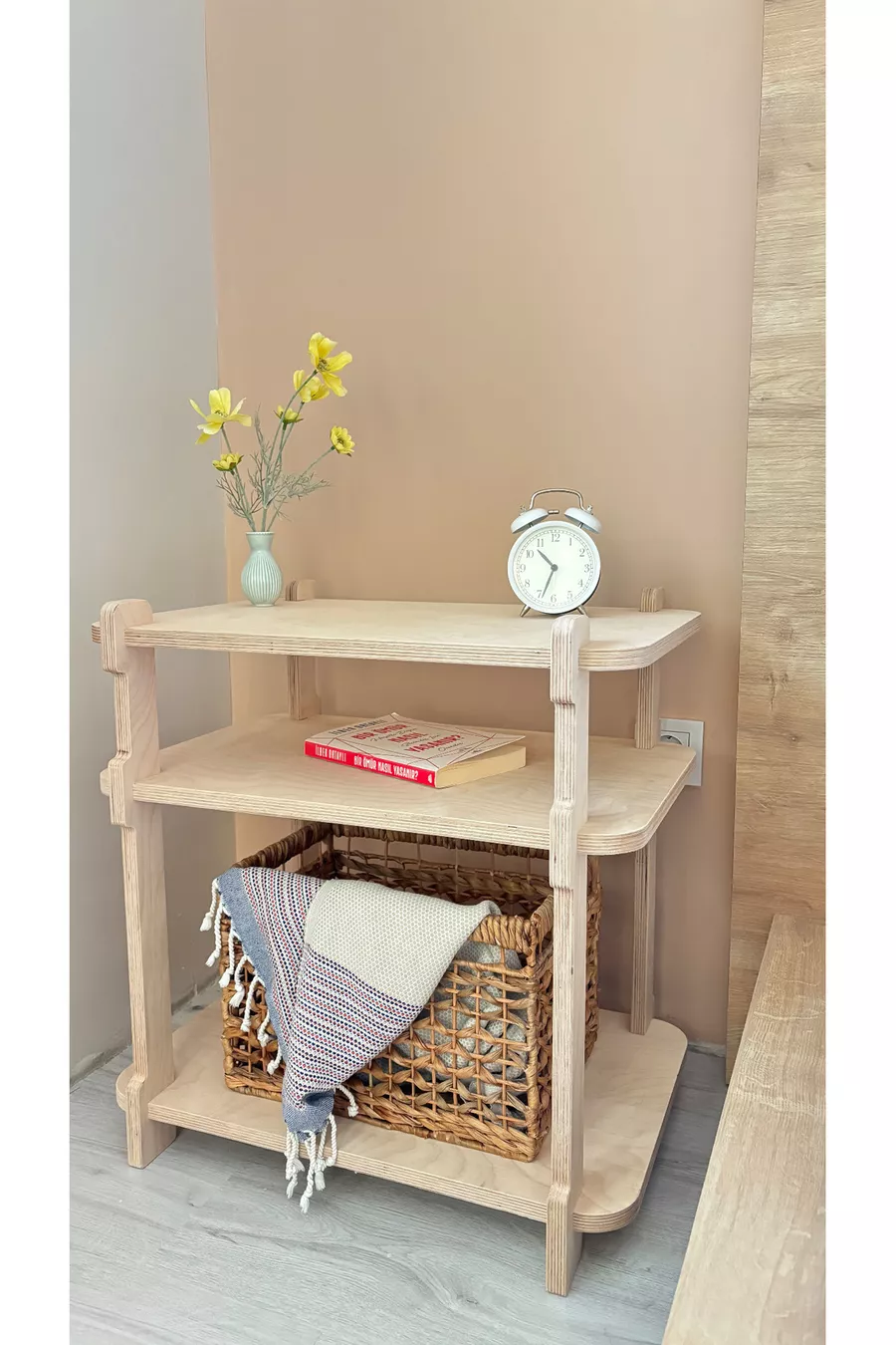 Ligna Flow Duo Nightstand with Multi-Purpose Pass-Through Shelf