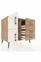 Commode Kronos à une étagère, 3 tiroirs et 2 portes, Pin-Aigue-marine/Pin