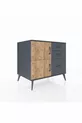 Commode Kronos à une étagère, 3 tiroirs, 2 portes, Anthracite-Sapin/Anthracite