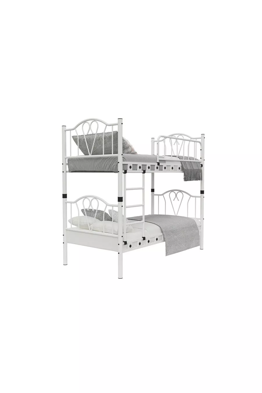 Lit Superposé et Lit Simple en Métal pour Chambre d'Enfant Orkide Blanc