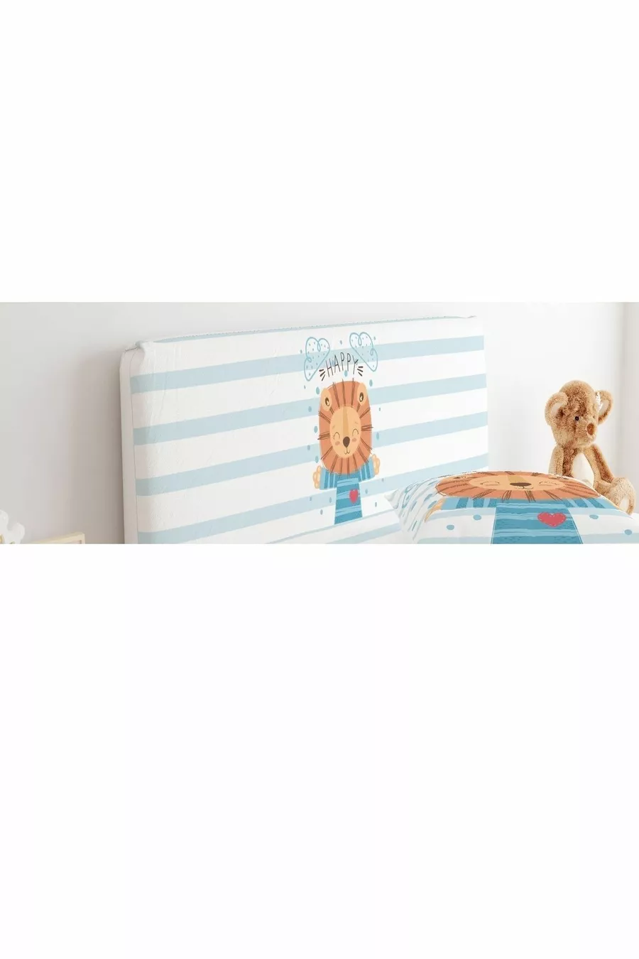Bed Base Headboard Cover Blue Clothed Lion