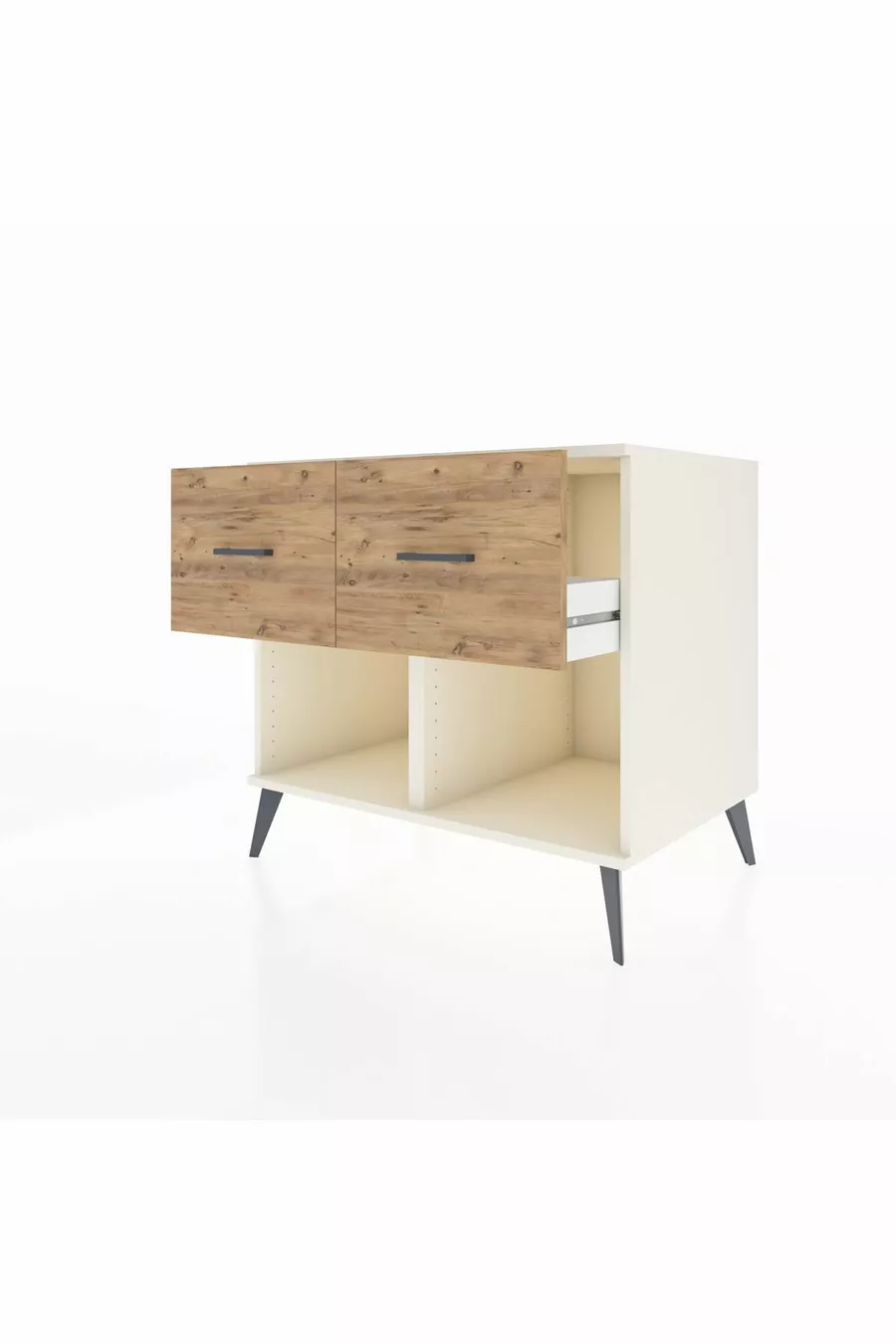 Commode Kronos 2 tiroirs Pierre de lune/Pin