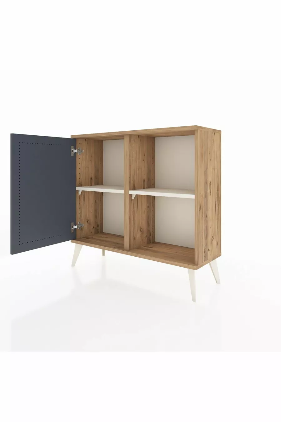 Commode Arges 2 étagères avec 1 porte Pin-Anthracite/Pierre de lune
