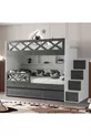 Lits superposés Mars avec tiroirs, anthracite & blanc, structure en acier avec revêtement en membrane, 100% MDF