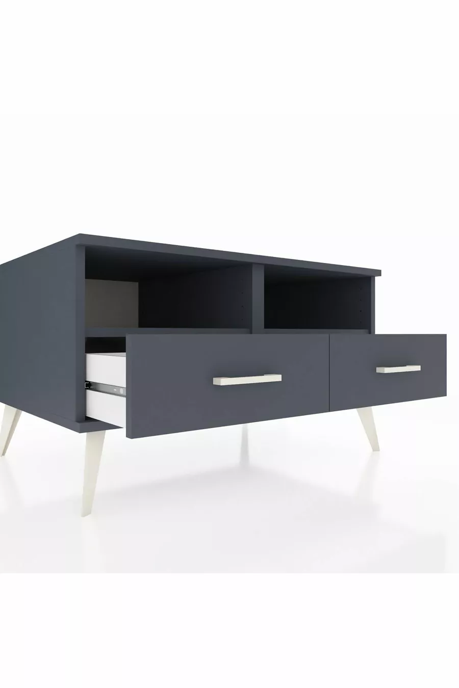Commode Kronos 2 étagères 2 tiroirs Anthracite-Anthracite