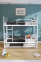Lit superposé Koza avec tiroir, compatible pour 3 personnes, métal blanc