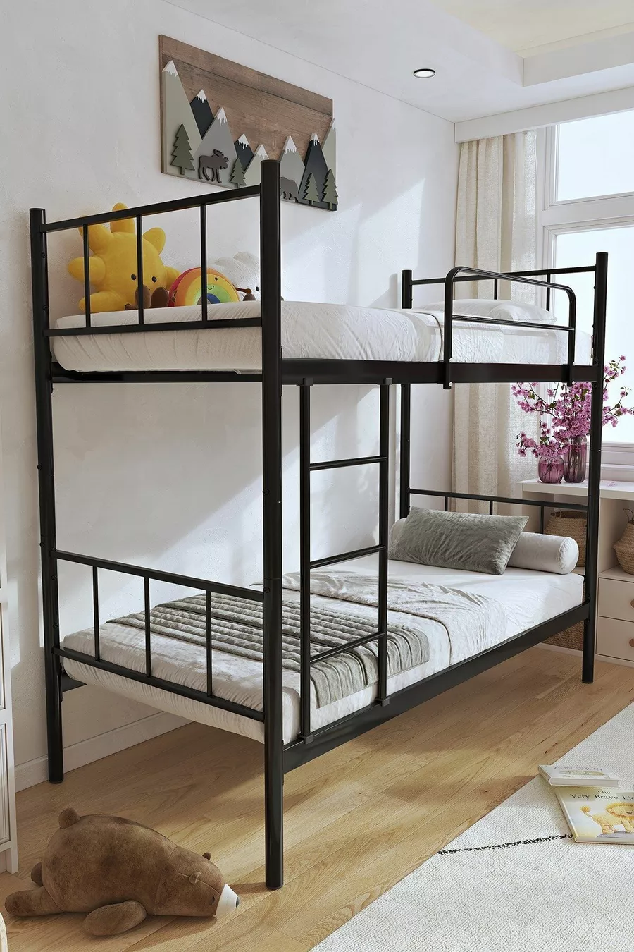 Tekno Bunk Bed Compatible Black Detachable Metal Bunk Bed Frame