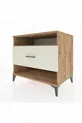 Commode Kronos à une étagère et un tiroir, en pin et travertin