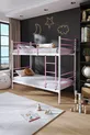 Trend Bunk Bed Compatible with Mattress Light Pink Detachable Metal Bunk Bed Frame