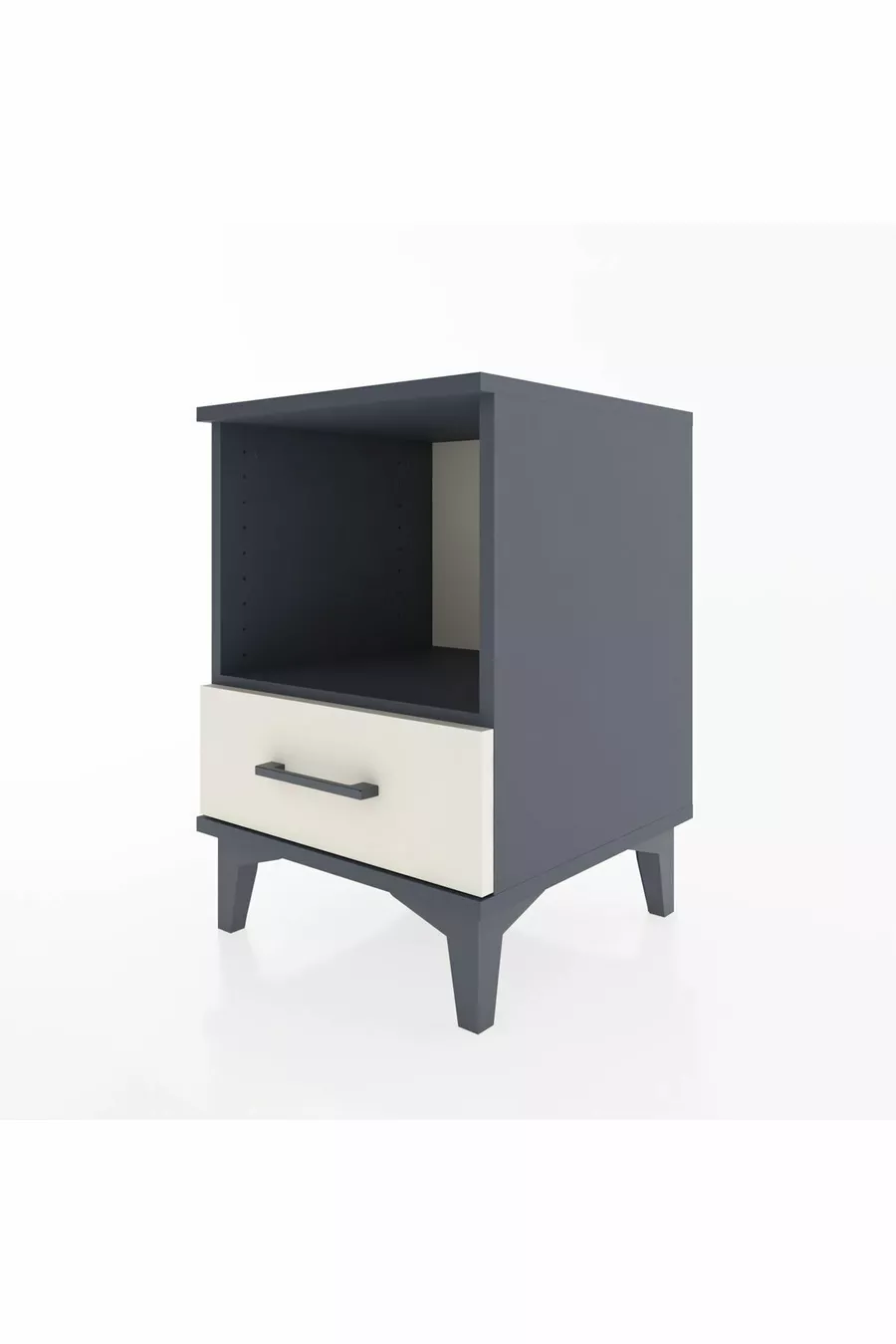 Table de chevet Hyperion avec une étagère et un tiroir, anthracite-ardoise