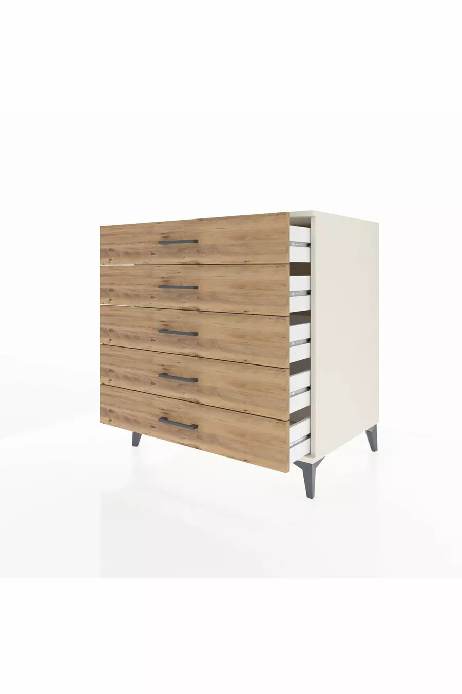 Commode Kronos 5 tiroirs Pierre de lune-Pin