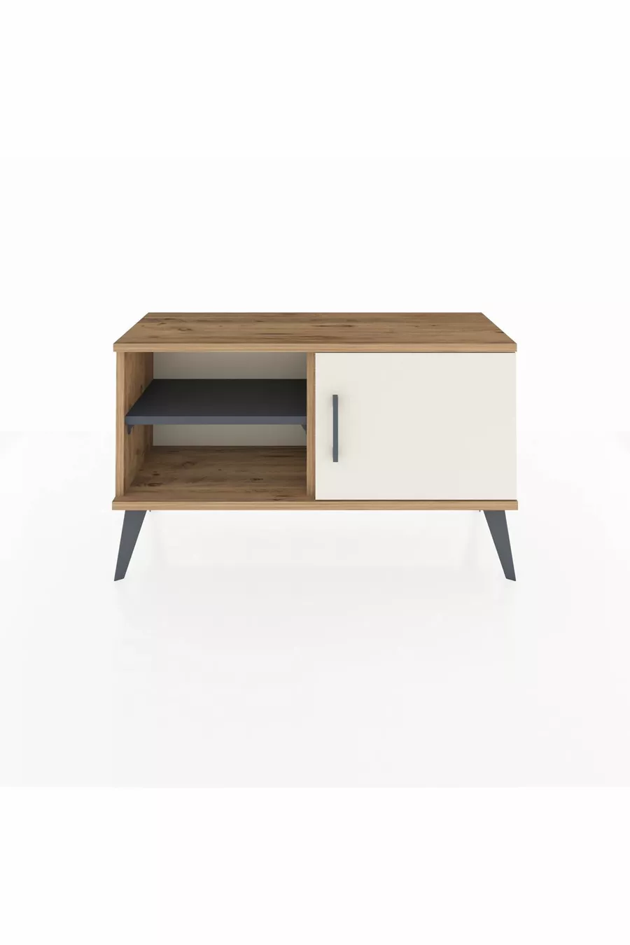 Commode Arges avec 2 étagères et 1 porte en pin - Gris anthracite